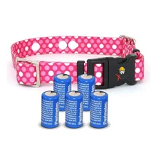 Pink Dots Replacement Dog Collar Strap w/5-PK-6v Batteries-Extreme Dog Fence S-L