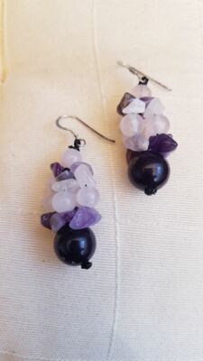 Ohrhänger 925ér Silber diverse Edelsteine Amethyst Rosenquarz - modern, Style