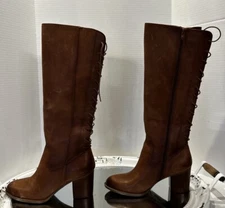 Sofft Leather Boots Wheaton Brown NWOT Zip Up Lace Up Size 11 Excellent