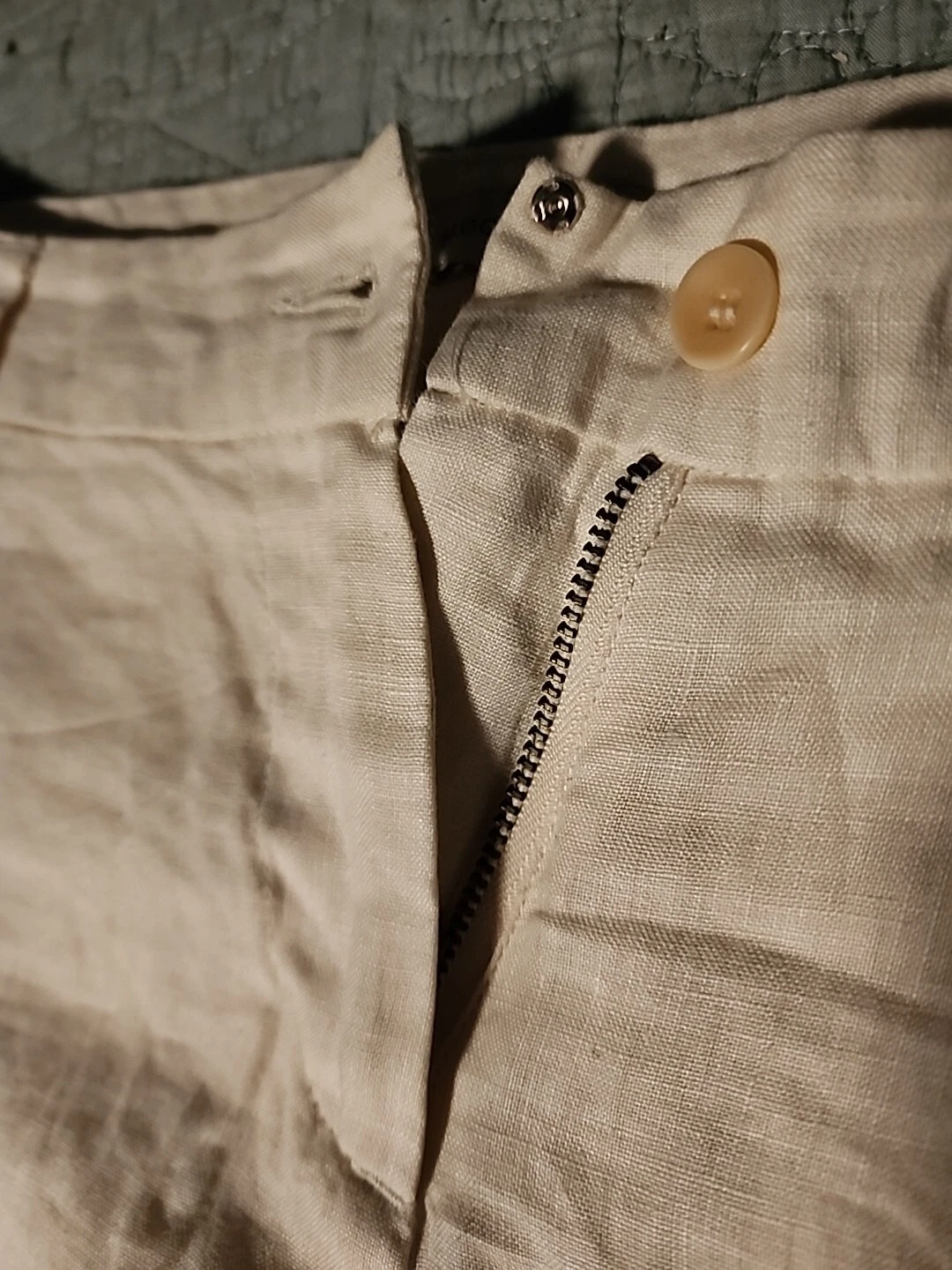 $308 BROCHU WALKER - 8 - Pants Linen Blend - Cream - Straight Mid Rise Pleat