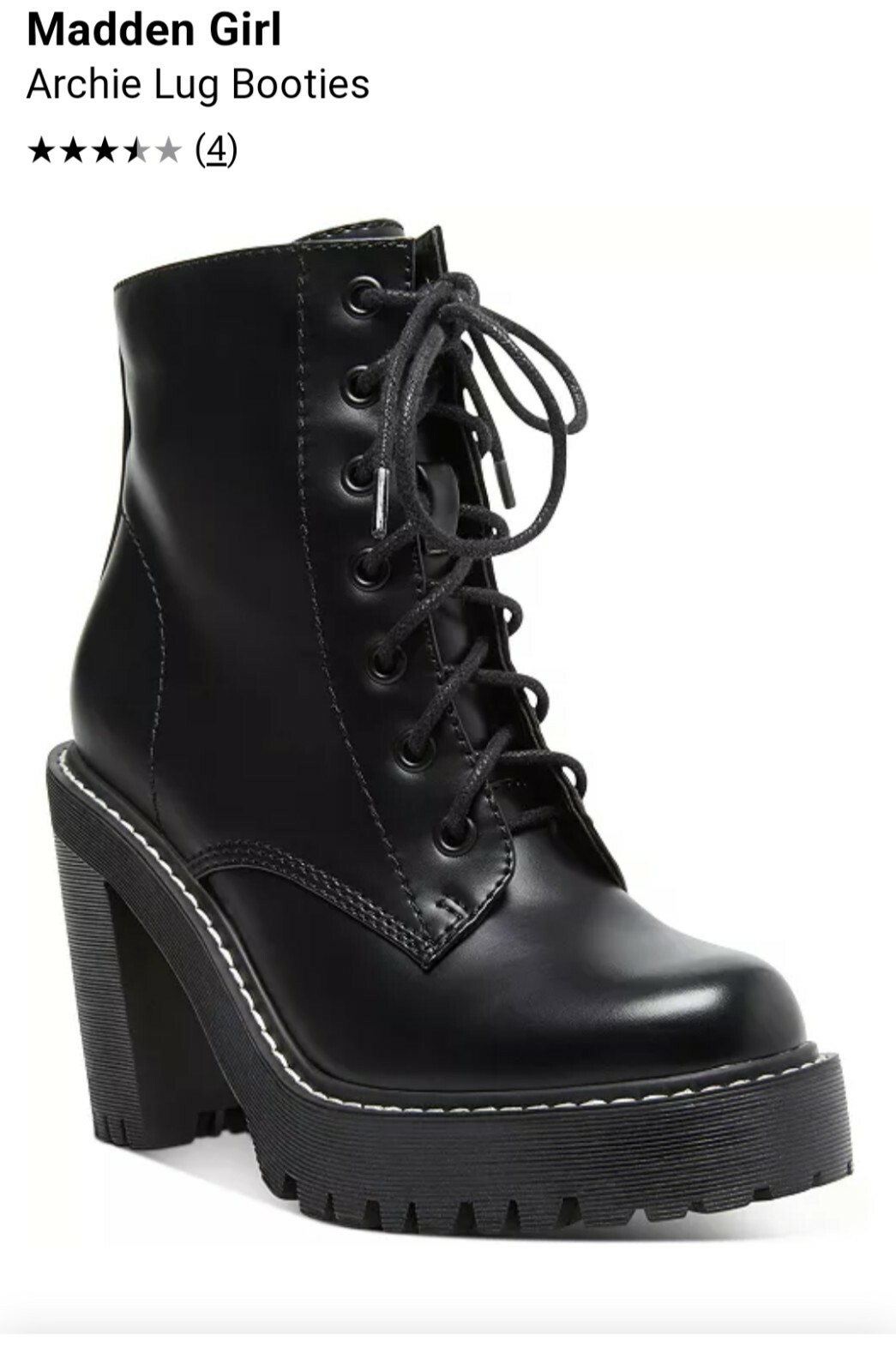 Black Archiee Lace Up Combat Boot Size 