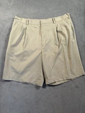 Greg Norman Golf Shorts Mens 40” Beige Chino Pleated Performance Lightweight