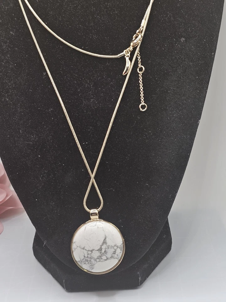 Banana Republic Lapis Howlite? Двусторонний камень подвеска ожерелье подписанный - Изображение 2 из 4