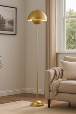 Image of Modern Gold Floor Lamp Semi Sphere Shade – Minimalist Standing Light Luxury
