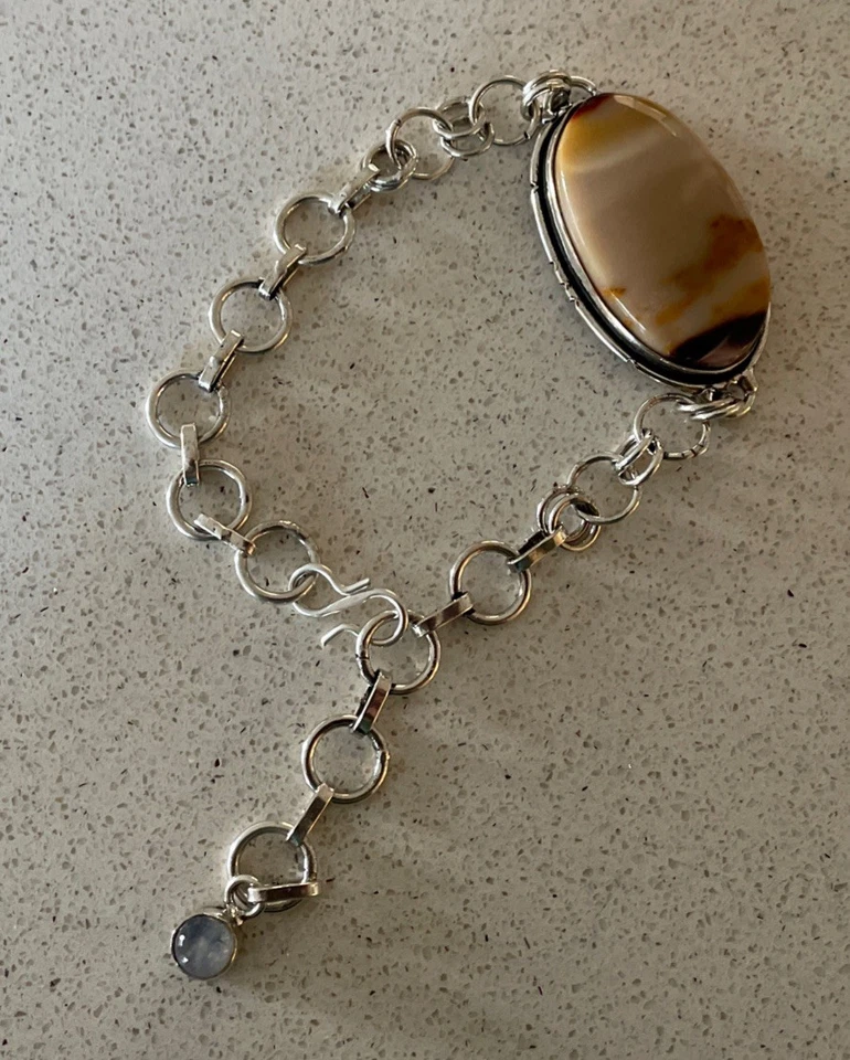 Mookaite Gemstone bracelet 22cm -Sterling Silver 925 plated-New - Image 4 of 4