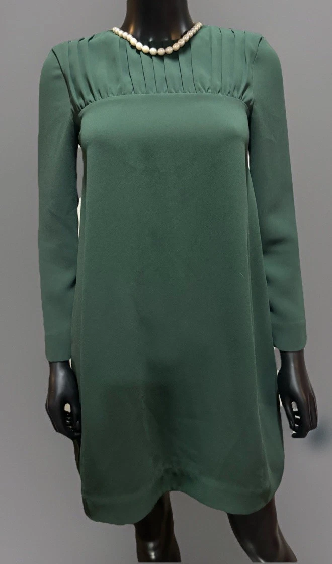 green emerald velvet dress Tibi 4 Ply Silk Long Sleeve Cocoon Dress | Green | Size 6 main image 1