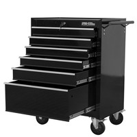 Hilka Tool Chest Trolley Portable Black Metal 6 Drawer Storage Roll Cab Cart