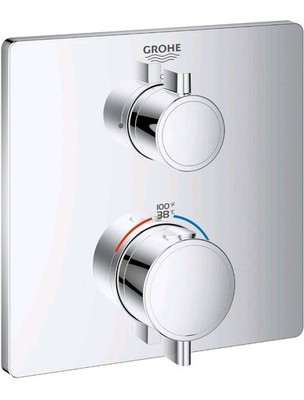 GROHE 24111000 Grohtherm Dual Function 2-Handle Thermostatic Trim, Starlight C..