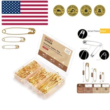 Safety Pins - 150 Pcs Assorted Sizes Gold Pins Bulk - Small & Large Heavy Dut...