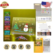Light Up LED Drawing Board 13.7" Acrylic Message Board Dynamic Modes