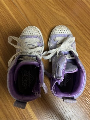 twinkle toes size 11 Toddler Purple Glitter High Top Shoes 