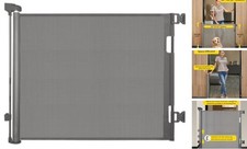 Retractable Baby Gate for Stairs   33  Height, Expands up to 33x55 Inch Gray