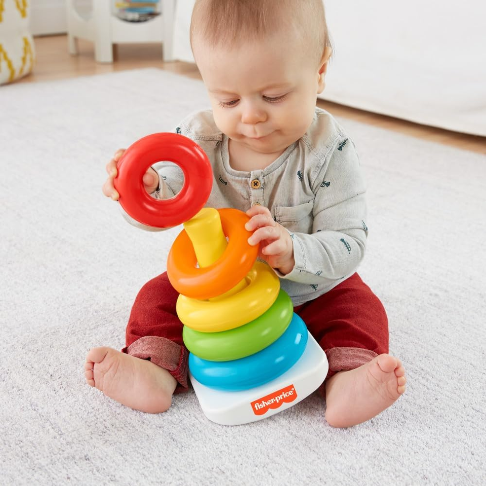 Baby Stacking Toy Rock-A-Stack, Roly-Poly Base with 5 Colorful Rings ...