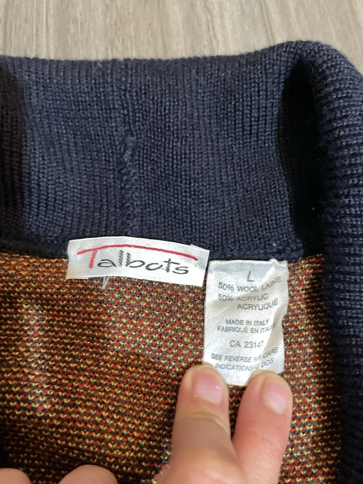 Chaleco Talbots De Colección Para Mujer Abotonado Talla L Mezcla de Lana RL Navidad Dinero Antiguo Cuadros Foto 3 de 4