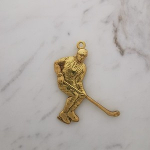 Authentic Gold-Plated Ice Hockey Pendant Necklace in 925 Sterling Silver - Charm for Men