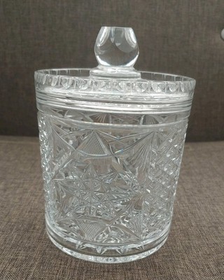 Vintage Bleikristall geschliffenes Glas Glas Süßigkeiten Aufbewahrung mit Deckel