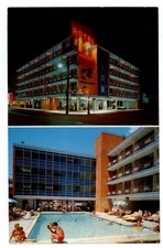 Atlantic City New Jersey International Motel pool night two view unused postcard