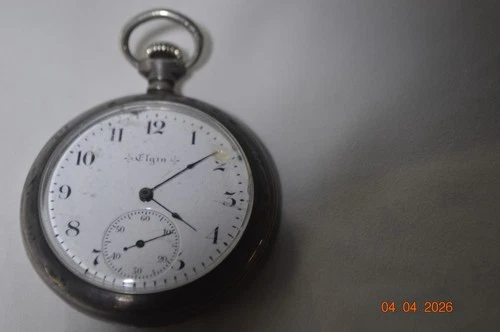 Vintage  Elgin 17  Jewel, sterling silver pocket watch