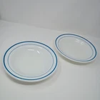 Vintage Pyrex Tableware Teal Turquoise Blue Double Stripe 9" Bowls 715 Corning
