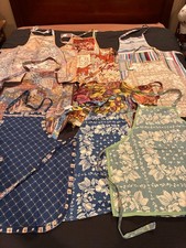 9 Handmade Bib Aprons NEVER USED Wonderful PRINT Fabric