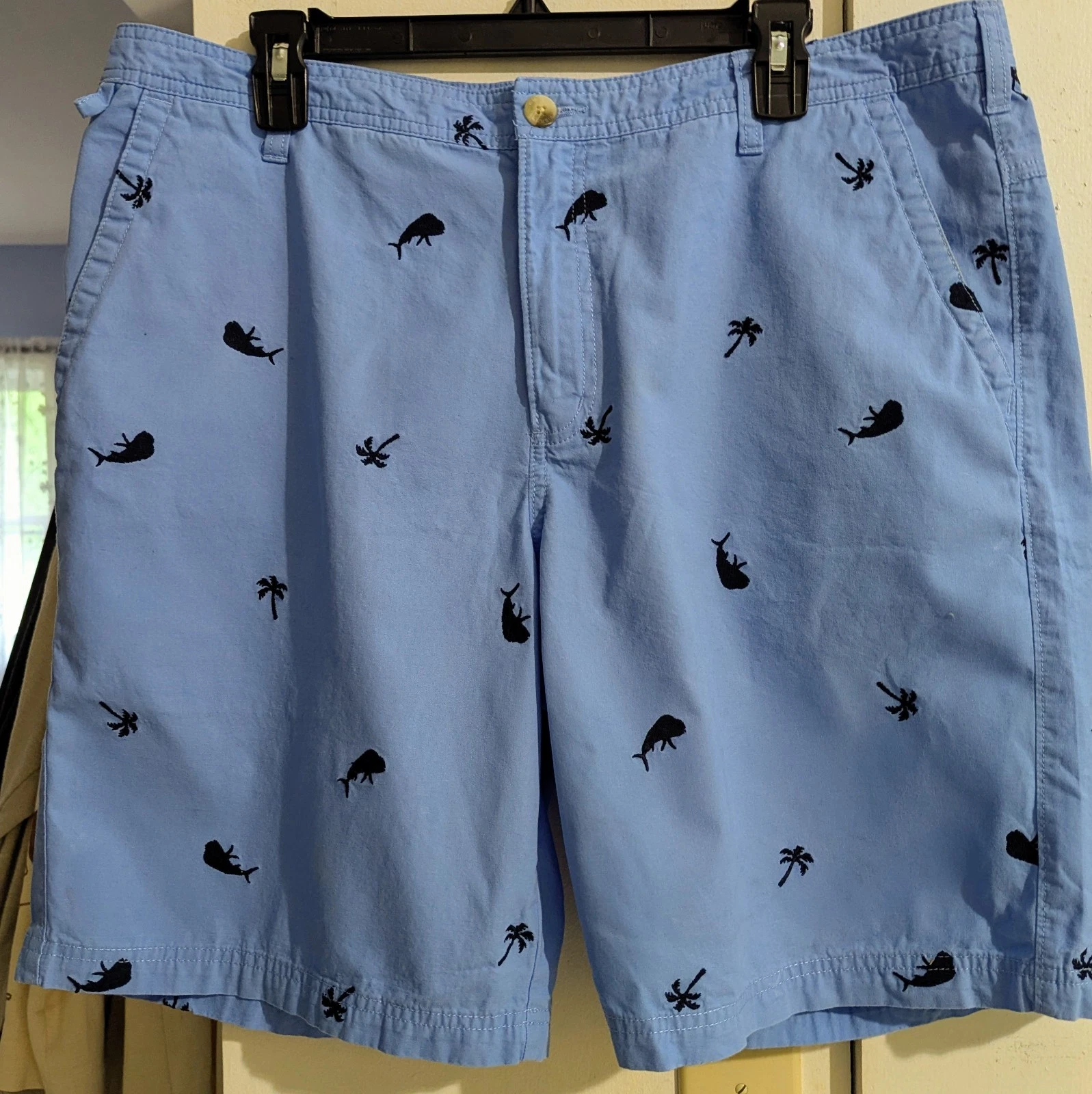 Columbia PFG. Shorts Mens Size 38 X 10"Inseam!! Blue 100% Cotton, Embroidered