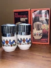 Vintage Gemco Country Life Salt & Pepper Grinders Pair Milk Glass MPN 8613