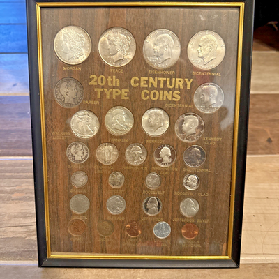 United States 20th Century Type Coins Framed Set - 28 Coins (some United States 20th Century Type Coins Framed Set - 28 Coins (some
