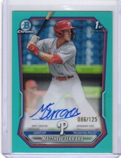 Matthew Ferrara 2026 Bowman 1st Chrome Aqua Auto /125 Phillies CPA-MF125