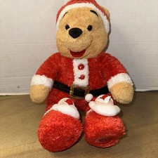 Disney Store Pooh Sleeper 15" Santa Claus Holiday Winnie the Pooh Bear Plush
