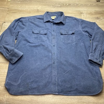 L.L. Bean Shirt Mens XXL Blue 100% Cotton Long Sleeve Button Down Flannel Reg