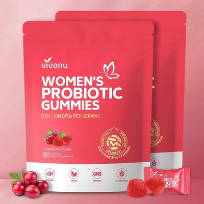Vivonu Womens Probiotic Gummies Cranberry Flavor 60 Count Premium