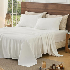 Luxury 100 French Linen King Sheet Set - Soft, Breathable, Deep Pocket, White