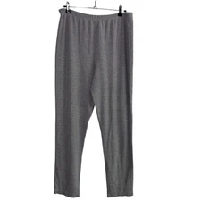Green Cotton Sustainable Brand Lounge Pants Medium Gray Ribbed Pull On Cabincore