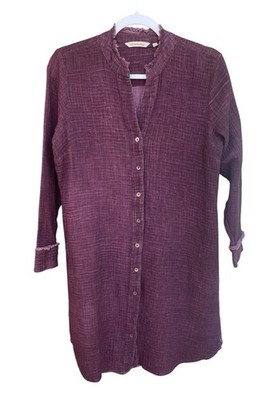 Soft Surroundings Rococo Size Medium Gauze Cotton Shirt Dress Button flaw