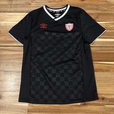 Black Umbro V neck Shirt Youth Medium 8-10 Black Short Sleeve