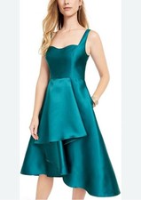 Adrianna Papell Sculpted High-Low Mikado Dress in teal NWT Size 4