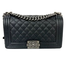 Chanel Caviar Quilted Medium Black Boy Flap Shoulder Bag EBAY LIVE