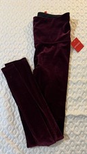 SPANX Velvet Leggings NEW Size L 10-12 Burgundy Red High Waist Stretch Pull On