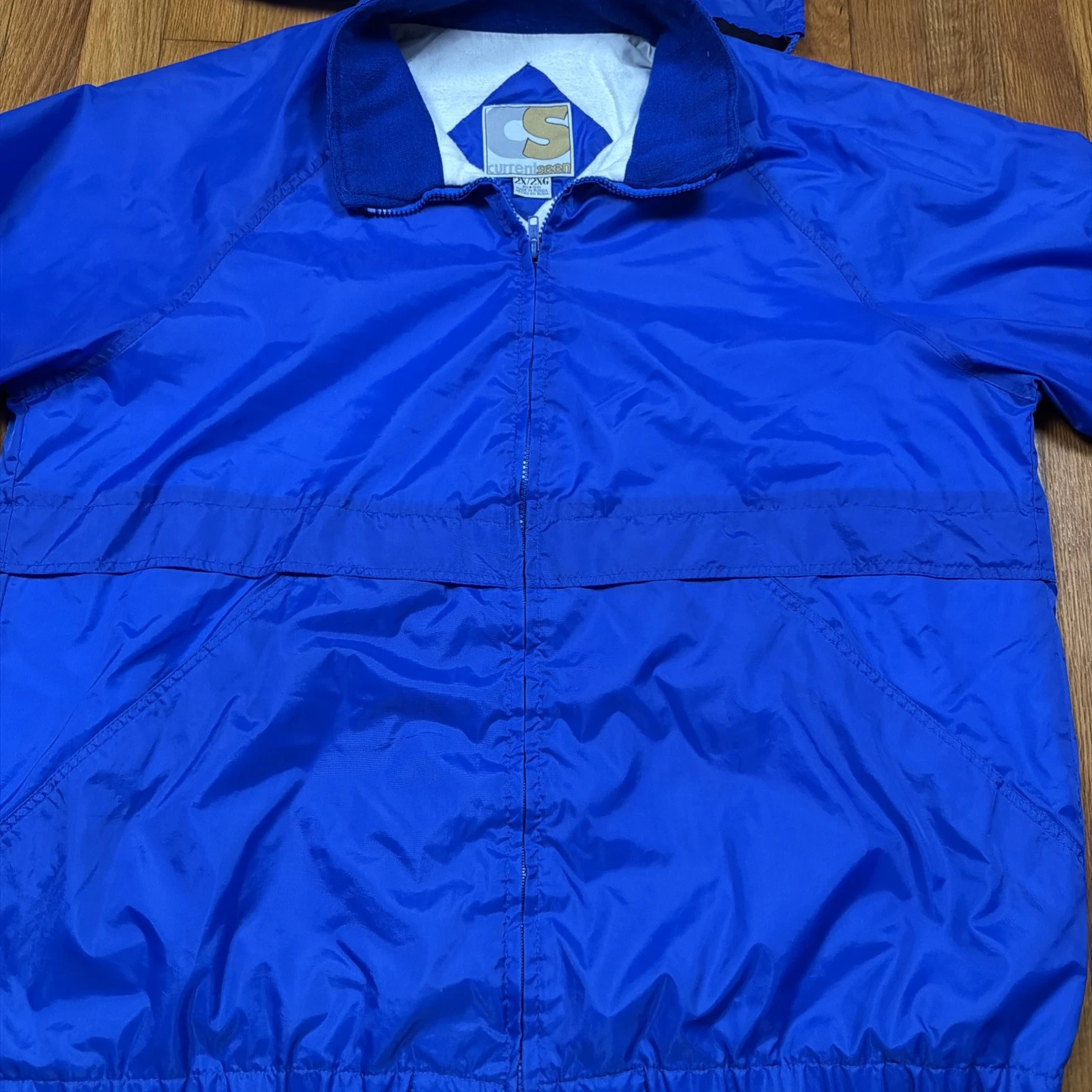 Vintage 90s Currentseen Jacket Mens 2XL Blue Lined Wind Breaker Nylon Pockets image 14