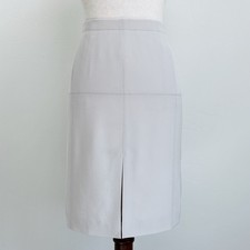Halston Heritage Cream Front Slit Minimalsit Tailored Straight Pencil Skirt NWT