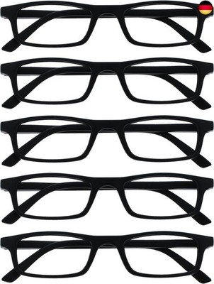 OPULIZE Ted Reading Glasses 2 Pack Narrow Matt Lightweight Frame Black Spring