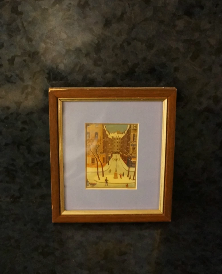 古董印刷艺术图片 6 x 5 英寸框架利托街人平版画框图片 — 第 3/4 张图片