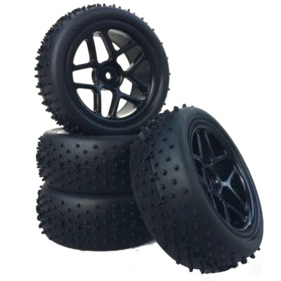 Buggy Reifen Felgenset X-SPIKE 5-Sternfelge schwarz 1:10 Räder 4 Stk partCore