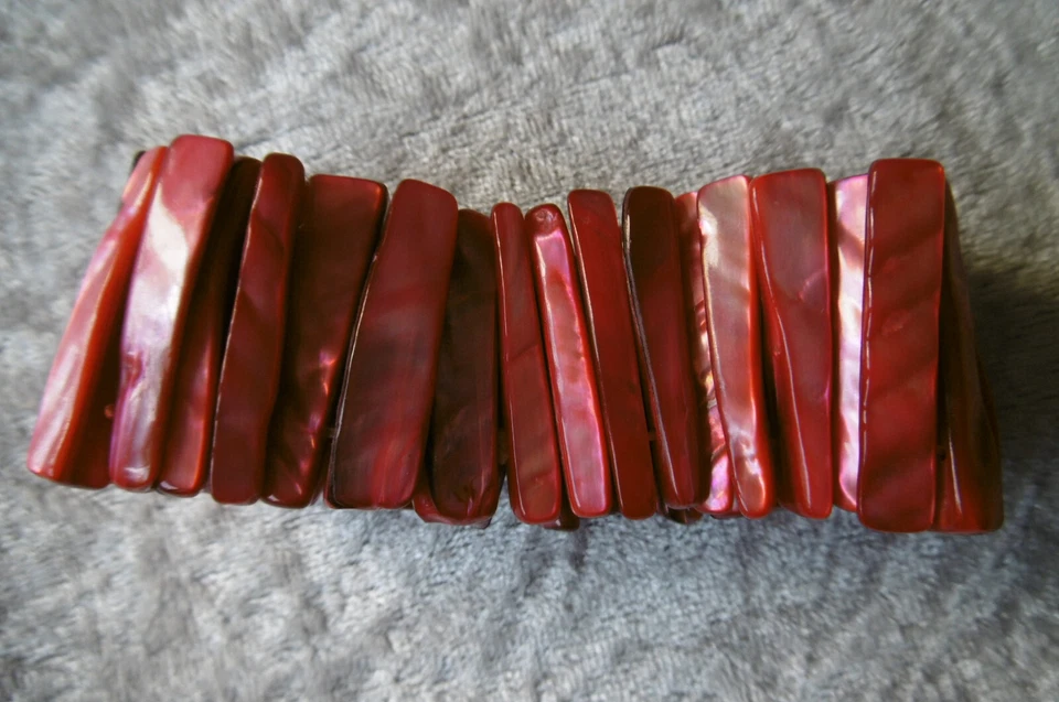 Armband Perlmutt kräftiges rosa/ pink 3cm breit ca 5cm Durchmesser dehnbar - Bild 3 von 4