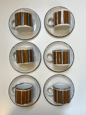 Midwinter Stonehenge EARTH 6x Kaffeetasse mit Untertasse ca. 6,5cm, ca. 7,5cm Ø