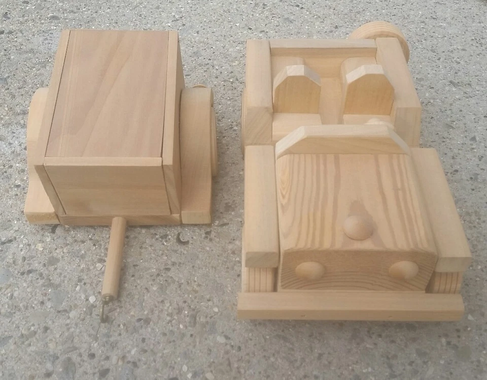 定制手工制作摇篮木 WILLY'S JEEP CJ WRANGLER 玩具 W 拖车 复古 — 第 3/4 张图片