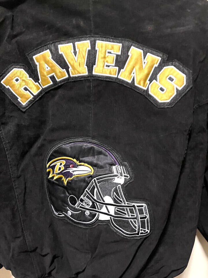 Vintage Suede NFL Baltimore Ravens Jacket Men Large Black Purple