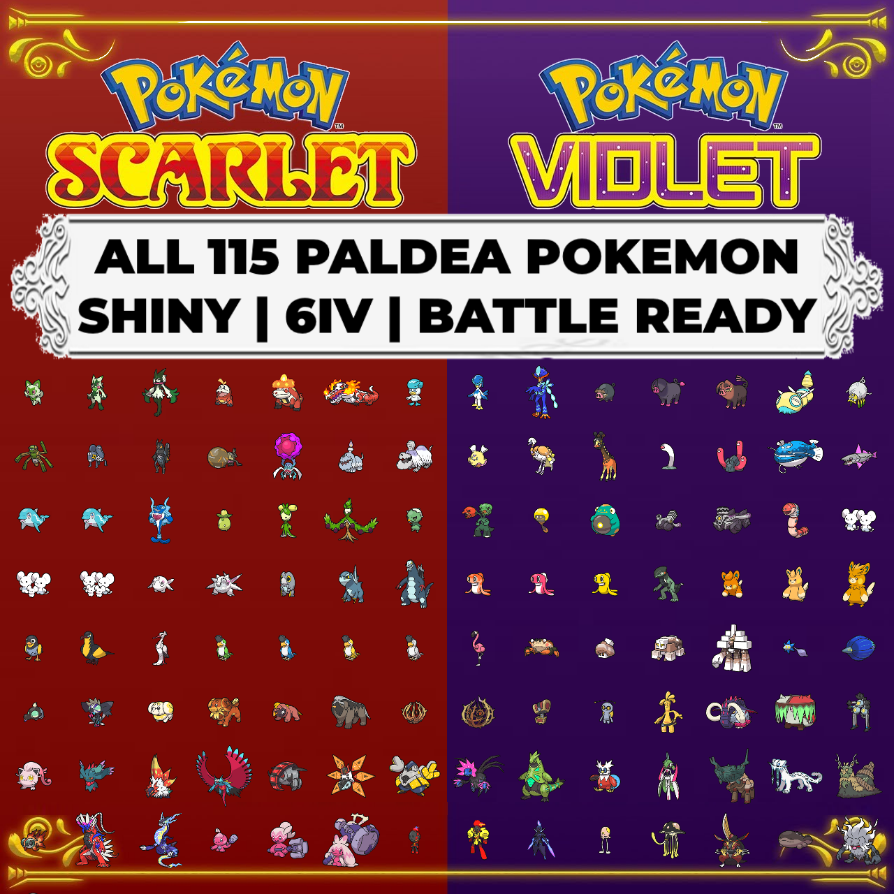 Full National Paldea Pokedex With DLC Shiny 6IV BR, Pokemon Scarlet and  Violet