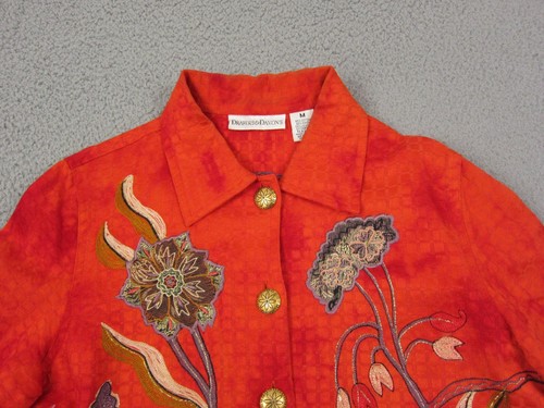 Vintage Drapers & Damons Jacket Womens Medium Orange Embroidered Chain Stitch - Picture 2 of 11