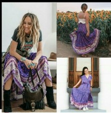 Spell and the Gypsy Designs Dahlia Bravehearts Purple Haze Maxi Skirt L Unicorn